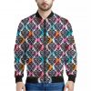 Colorful Damask Pattern Print Bomber Jacket