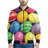Colorful Easter Eggs Print Bomber Jacket