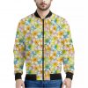 Colorful Frangipani Pattern Print Bomber Jacket