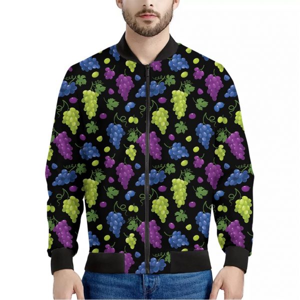 Colorful Grapes Pattern Print Bomber Jacket