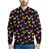 Colorful Heart Pattern Print Bomber Jacket