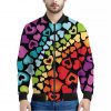 Colorful Heart Wave Pattern Print Bomber Jacket