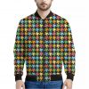 Colorful Houndstooth Print Bomber Jacket