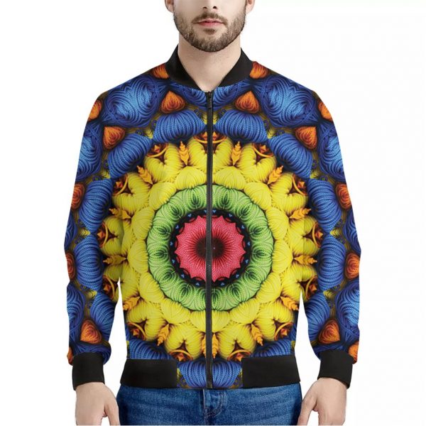 Colorful Kaleidoscope Print Bomber Jacket