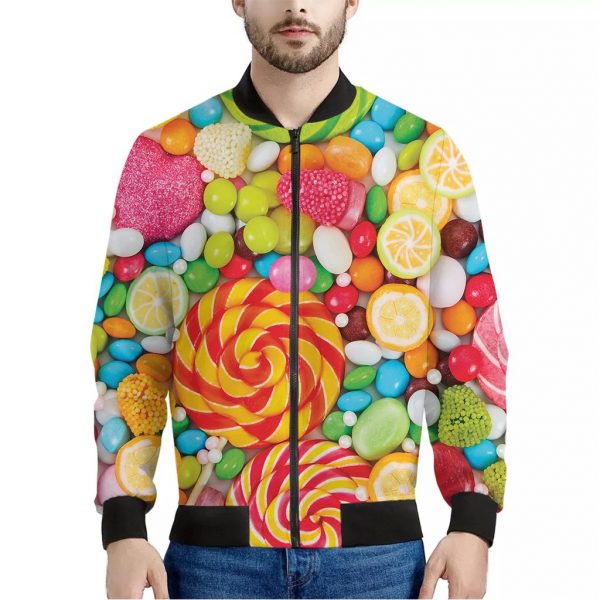 Colorful Lollipop And Candy Print Bomber Jacket