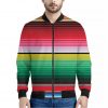 Colorful Mexican Serape Stripe Print Bomber Jacket