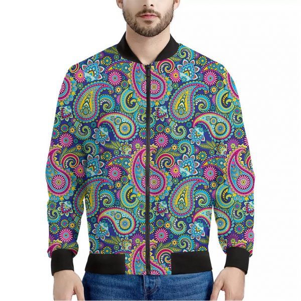 Colorful Paisley Pattern Print Bomber Jacket