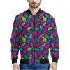 Colorful Robot Pattern Print Bomber Jacket