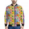 Colorful Rooster Pattern Print Bomber Jacket