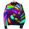 Colorful Spiral Trippy Print Bomber Jacket