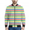 Colorful Striped Pattern Print Bomber Jacket
