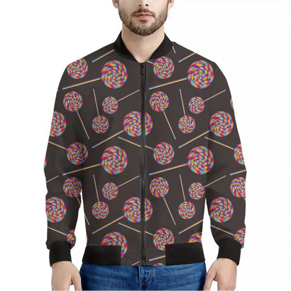 Colorful Swirl Lollipop Pattern Print Bomber Jacket
