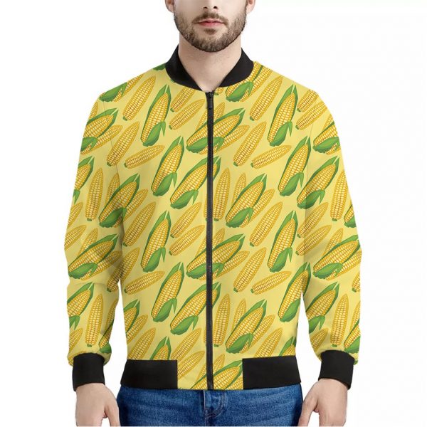 Corn Cob Pattern Print Bomber Jacket