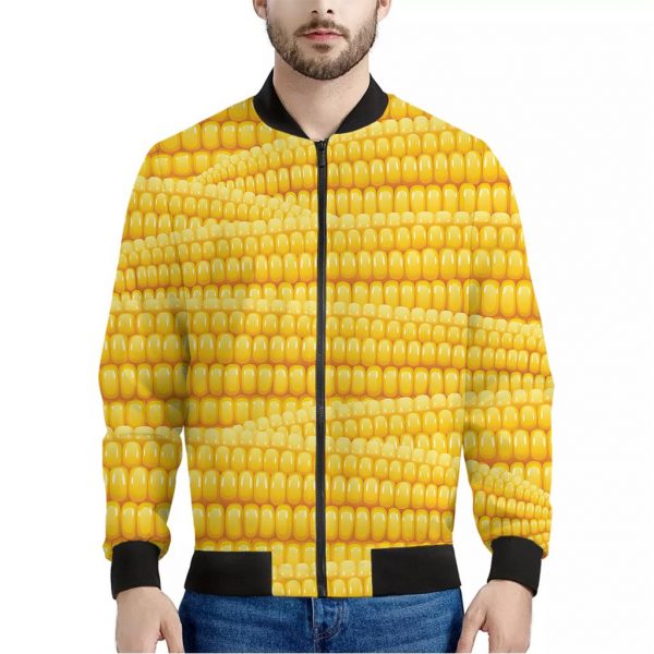 Corn Pattern Print Bomber Jacket