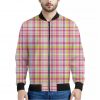 Cotton Candy Pastel Plaid Pattern Print Bomber Jacket