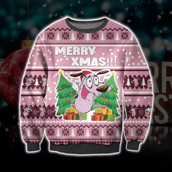 Courage The Cowardly Dog 3D All Over Printed Ugly Christmas Sweatshirt
