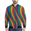 Curved Rainbow Pattern Print Bomber Jacket