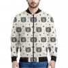 Cute Black Bear Pattern Print Bomber Jacket