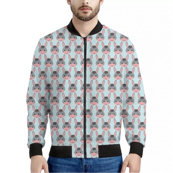 Cute Cartoon Donkey Pattern Print Bomber Jacket