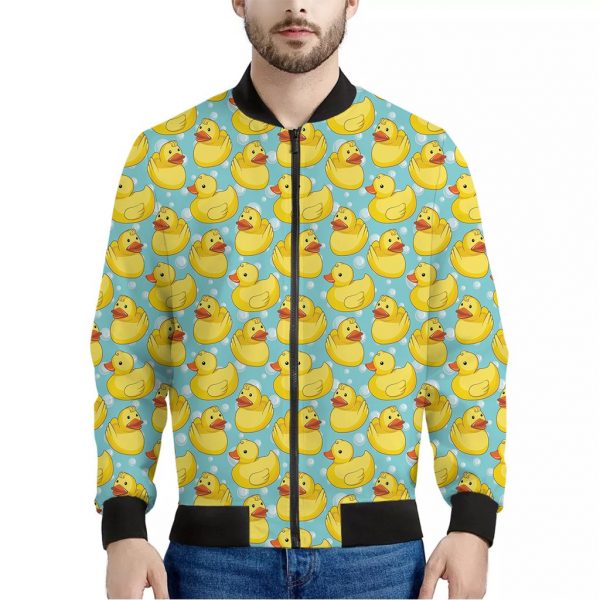 Cute Cartoon Duck Pattern Print Bomber Jacket