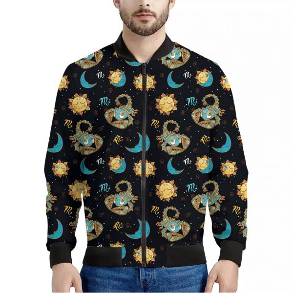 Cute Cartoon Scorpio Pattern Print Bomber Jacket