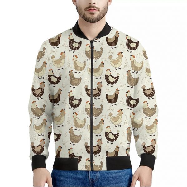 Cute Chicken Pattern Print Bomber Jacket