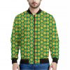 Cute Christmas Emoji Pattern Print Bomber Jacket