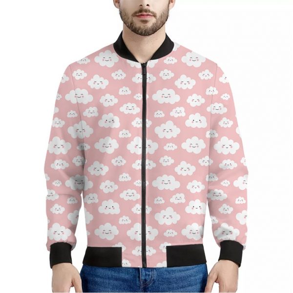 Cute Cloud Pattern Print Bomber Jacket