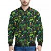 Cute Dinosaur And Floral Pattern Print Bomber Jacket