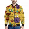 Cute Emoji Pattern Print Bomber Jacket