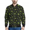 Cute Green Alien Pattern Print Bomber Jacket