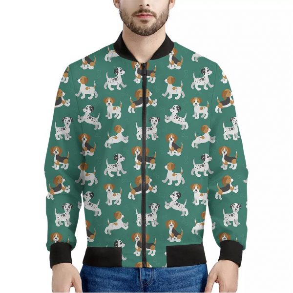 Cute Jack Russell Terrier Pattern Print Bomber Jacket