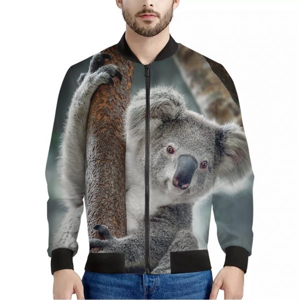 Cute Koala Print Bomber Jacket