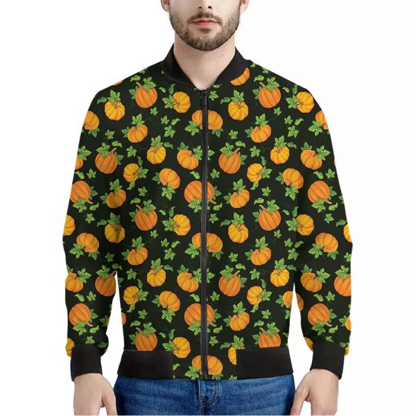 Cute Pumpkin Pattern Print Bomber Jacket