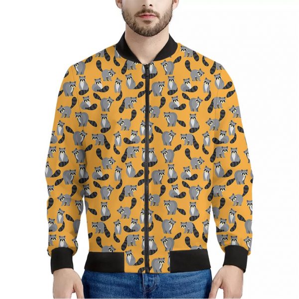 Cute Raccoon Pattern Print Bomber Jacket