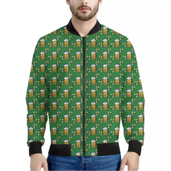 Cute St. Patrick's Day Pattern Print Bomber Jacket