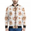 Cute Teddy Bear Pattern Print Bomber Jacket