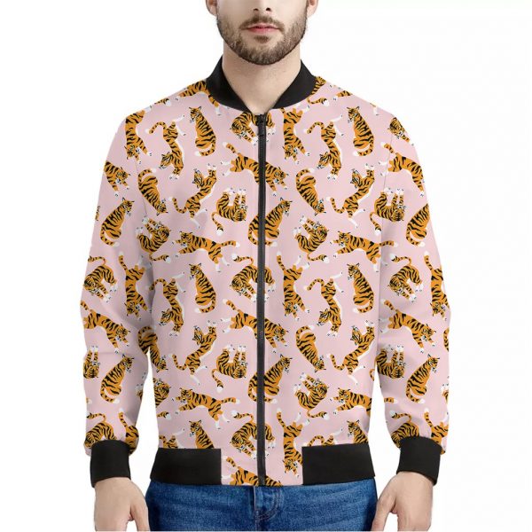Cute Tiger Pattern Print Bomber Jacket