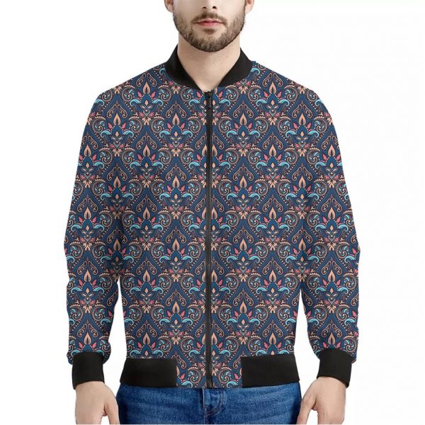 Damask Boho Pattern Print Bomber Jacket