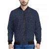 Dark Blue Denim Jeans Print Bomber Jacket