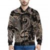 Dark Brown Paisley Pattern Print Bomber Jacket