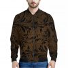 Dark Brown Western Damask Print Bomber Jacket