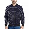 Dark Navy Metal Spiral Print Bomber Jacket