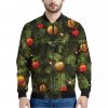 Decorated Christmas Tree Print Bomber Jacket