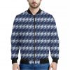 Denim Houndstooth Pattern Print Bomber Jacket