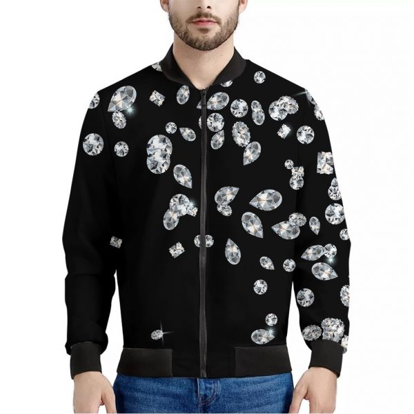 Diamond Gems Print Bomber Jacket