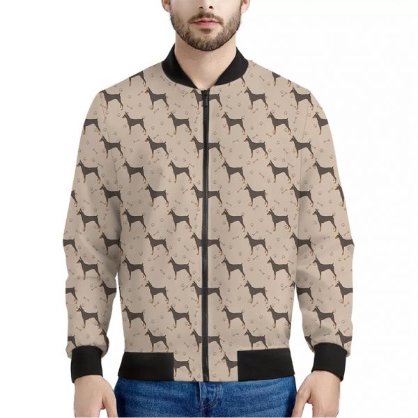 Doberman Pinscher Pattern Print Bomber Jacket