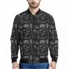Doodle Lacrosse Pattern Print Bomber Jacket
