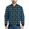 Doodle Rocket Pattern Print Bomber Jacket
