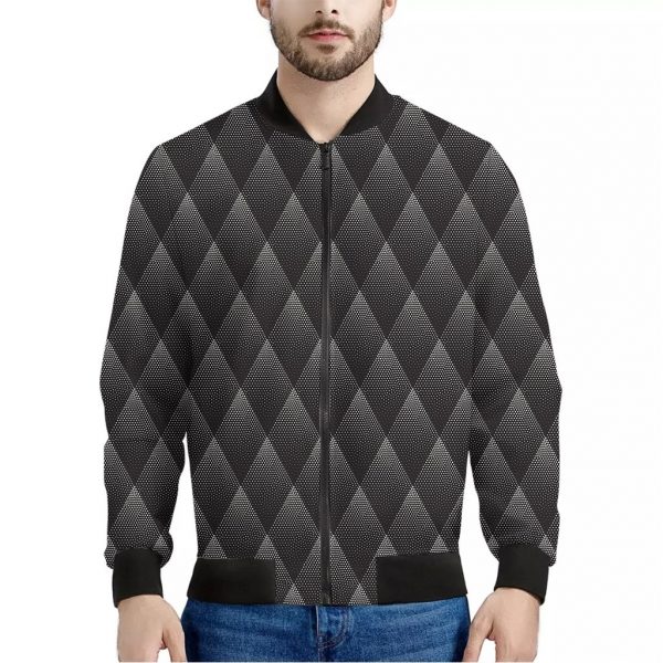 Dot Geometric Triangle Pattern Print Bomber Jacket